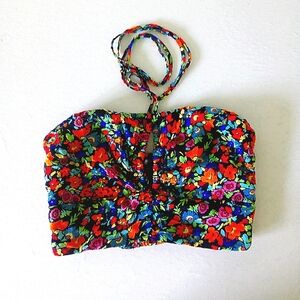 Wild Fable Floral Crop Halter Top